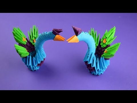 How to make paper peacock mini origami 3D. Tutorial DIY