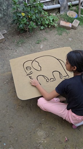 elephant drawing easy trick #shorts #art