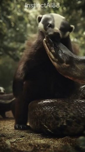 Honey Badger VS Anaconda Fight | माँ ने बच्चों को बचाया #HoneyBadger #anaconda #माँकाप्यार
