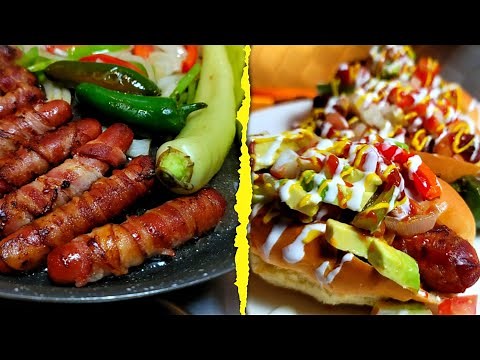 I made Street Style hot dogs at home EASY! Bacon wrapped hot dogs recipe