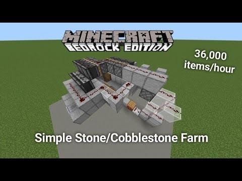 Minecraft Bedrock: Simple Stone/Cobblestone Farm Tutorial - 36,000 items/hour
