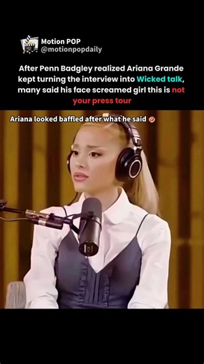 penn badgley looked like he wanted to remind ariana this was not a wicked interview #arianagrande