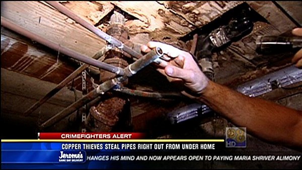 Copper thieves steal pipes right out from under home