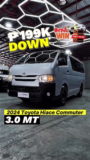 🚐 ALL-IN DP ₱199K lang! 🚐 2024 Toyota Hiace Commuter Deluxe 2.8 MT Manual Transmission • Malakas • Matibay • Pang-negosyo o pang-family 👌 💪 2.8L Diesel Engine – powerful at tipid sa long drives 🛡️ Premium Warranty for extra peace of mind 💸 ₱37K/month | Payable up to 5 years 🎁 BUY & WIN — chance to take home an iPhone 17 Pro Max! Perfect for shuttle, negosyo, or large family trips — subok na sa tibay at reliability 💯 📩 Message us now! 📞 0920-971-2509 📍 National Highway, Pagdalagan Nort