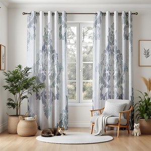 Watercolor Floral Curtains for Living Room, Soft Blue and Gray Drapes, Elegant Botanical Window Panels, Blackout or Thermal Curtain - Etsy