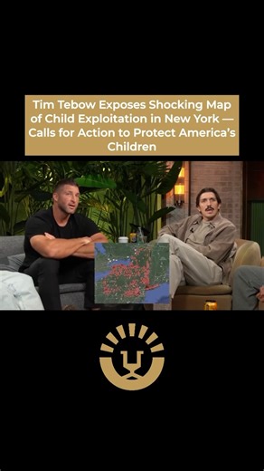 Tim Tebow shares a map showing locations in New York where child exploitation material was downloaded in the past month, calling for more support for law enforcement. “This year, somewhere between 300,000 to a million people will be trafficked in the U.S.,” Tim Tebow said, emphasizing the need to fund task forces combating child exploitation. | The Lion
