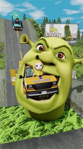 Happy & Weird Cars vs Scary Shrek in BeamNG.drive