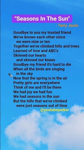 Seasons in The Sun🌞Terry Jacks🎵#lyrics #music #song