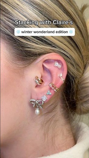 🩵 Styling and stacking my earscape to match winter magic #Claires #earscape #earrings #piercings