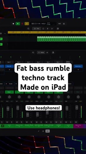 FAT BASS rumble techno track on iPad