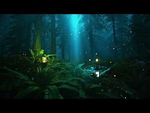 Stylised fantasy forest at night loop | No Copyright Background Video