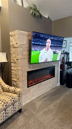 Evolve Stone on Instagram: "DIY Fireplace🔥🔥 Style - National True & Monument Gate Color - Winter Valley #diy #nailedit #evolvestone #renovation #homeideas #homeimprovement #homedesign #projects #siding #fireplace"