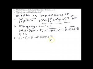 Calculating Values for a Binomial Random Variable - Flipping Tails Example