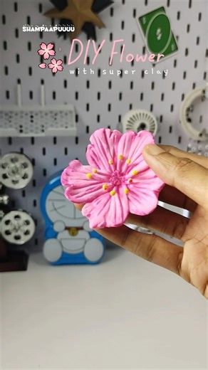 🌸 DIY flower with super clay #shorts #superclay #sakura #diy #creative #artandcraft #youtubeshorts