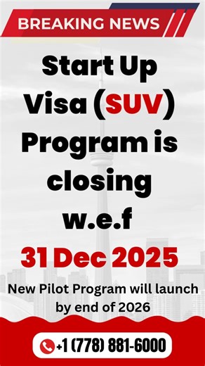🚨 Important Update for Entrepreneurs – Canada Immigration 🇨🇦 IRCC has announced key changes to business immigration programs under the 2026–2028 Immigration Levels Plan. 🔹 Effective immediately: New Start-Up Visa (SUV) work permit applications are no longer accepted (extensions allowed for those already in Canada). 🔹 From Dec 31, 2025: New SUV PR applications will stop, except for applicants holding a valid 2025 commitment certificate. 🔹 Self-Employed Program: Application pause extended un