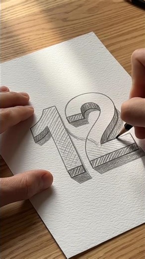 A 3D drawing of the number 12 🤓 #drawing #trending #vairalshort #art