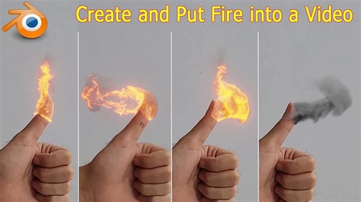 Blender VFX tutorial - create a burning flame effect on finger #oe297