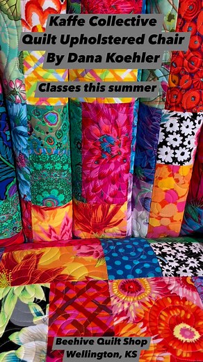 3.8K views · 94 reactions | We love this chair! Mini Classes happening this summer so you know how to approach making a quilted fabric upholstered chair! | Beehive Quilt Shop | Facebook