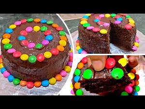 Eggless gems chocolate cake in kadhai| gems chocolate cake without oven| Home made gems cake|