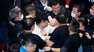 A fight broke out between lawmakers. Pig guts were thrown