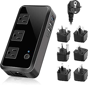 2300W Voltage Converter 220V to 110V Universal Travel Adapter/Power Converte with 3 USB Ports 3 AC Outlets 1 Type-C in EU/UK/AU/US/IT/South Africa More Than 150 Countries Over The World