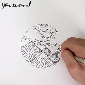 How to draw: Moonlit Mountains Illustrator: https://www.instagram.com/le.hobo.art/ | Yllustrations