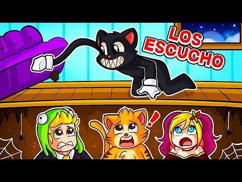 WE'RE HIDING FROM CARTOON CAT UNDER MY HOUSE! 😨😱 | MISS CAT VS CARTOON CAT IN MINECRAFT