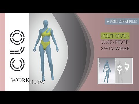 How to make swimsuit with CUTOUT in CLO 3D from the basic one-piece swimwear | Free basic ZPRJ