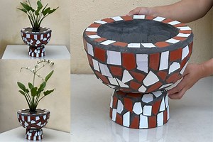 How To Make Plant Pots From CERAMIC TILE and CEMENT | Craft Life