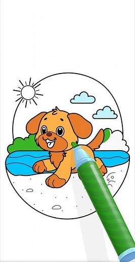 Happy Puppy Coloring Page