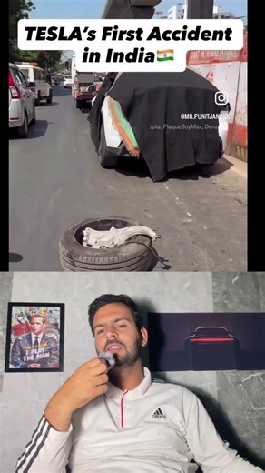Tesla 1 india road accident 🤯