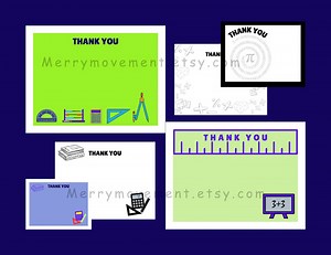 12 Math Teacher Thank You Notes| Appreciation Cards From a Math Teacher| Teacher Gratitude Letters| 12 Colorful Notes   12 B&W Copies - Etsy