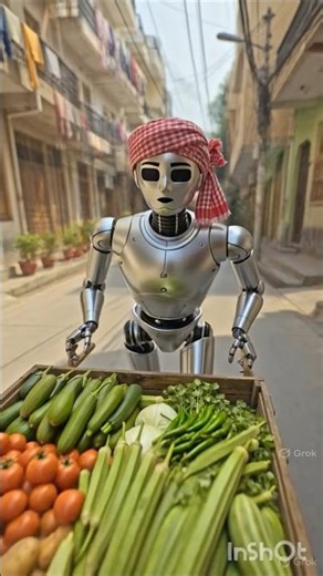 When the robot vegetable vendor arrived on the street! 🤖🥕 The future version of desi bargaining”