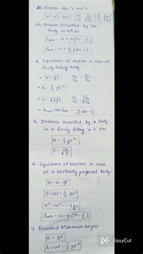 kinematics-1D all formulas in 12sec #physics
