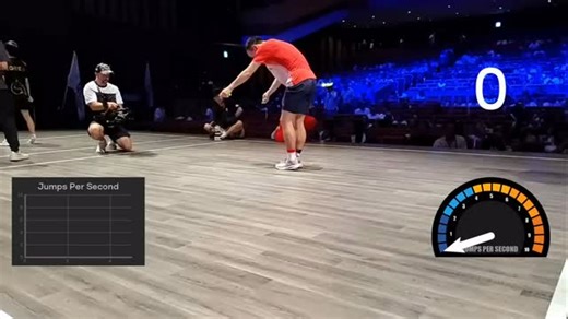 Xiaolin Cen World Record performance at #ijru2025 in Single Rope Speed Sprint with analysis by @nextjumpai! #jumprope #speed #japan #worldchampionships | International Jump Rope Union