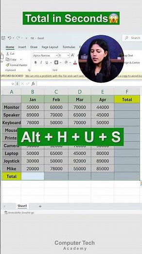 Calculate Total without using Sum Formula in MS Excel | Computer Tech Academy