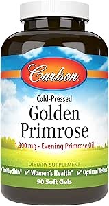 Carlson - Golden Primrose, 1300 mg Evening Primrose Oil, Cold-Pressed, Healthy Skin, Women's Health & Optimal Wellness, 90 Softgels