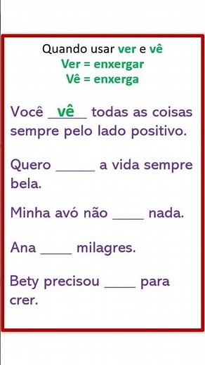 🌟Saiba Usar Ver e Vê corretamente🌟