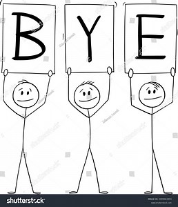 Three Businessmen Men Holding Bye Sign Stock Vector (Royalty Free) 2099963893 | Shutterstock