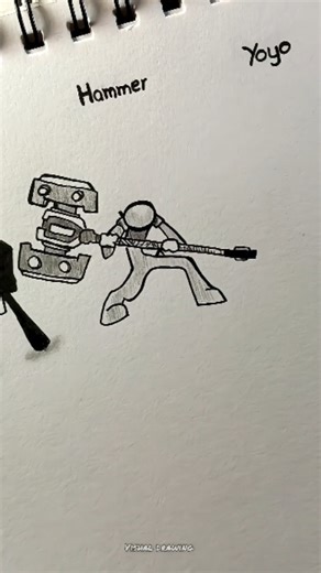 VISHAL Drawing on Instagram: "How to draw body with (Gun, hammer, yoyo) #drawing #tutorial #stickman #fyp"