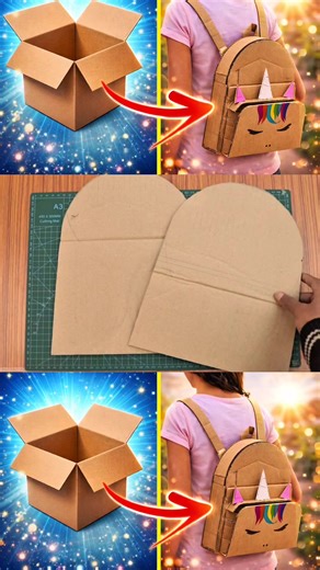 From a Simple Cardboard Box to an Amazing Backpack! 😍🎒#diy #handmade #kevinlee #box #cardboard