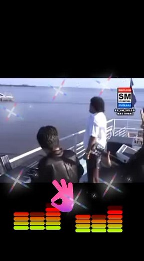 Rhythmic Dance on a Boat Deck with Animated Visuals