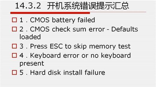 14.3 BIOS常见故障