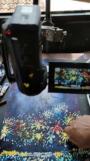 how to make fireworks painting, process of making a tutorial video