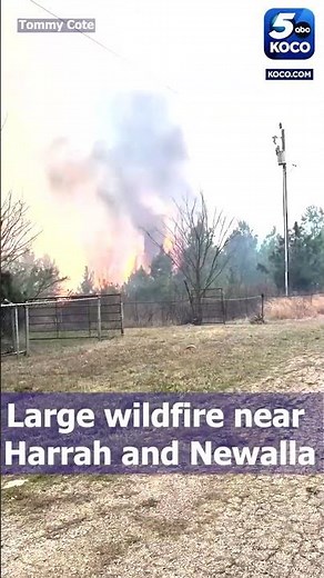 Large wildfire near Harrah and Newalla