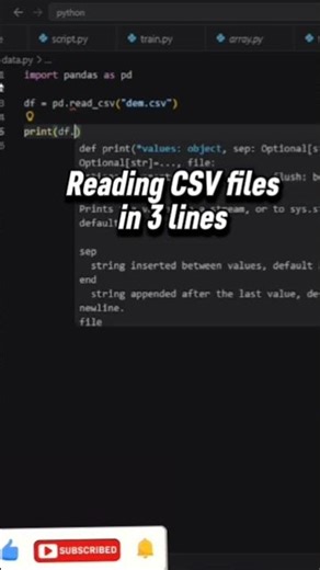 reading CSV files in 3 lines