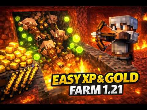 Minecraft 1.21 EASY Nether Gold & XP Farm Tutorial (AFK Piglin Farm) | Java + Bedrock