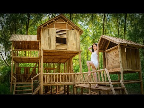 Satisfying Solo Building: Turn Back Time - Build Wooden Shelter in the Wild | Primitive Skills 4K