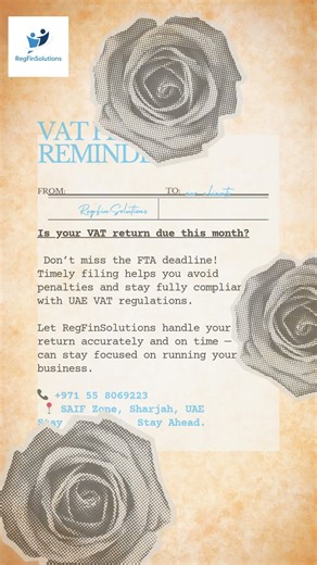 VAT Filing Reminder UAE | Avoid FTA Penalties | RegFinSolutions Sharjah
