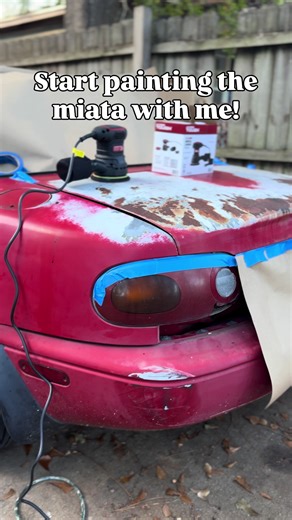 The start to painting my 1990 Mazda Miata… with rattle cans 💅#miata #carsoftiktok #cargirl #painting #bodywork